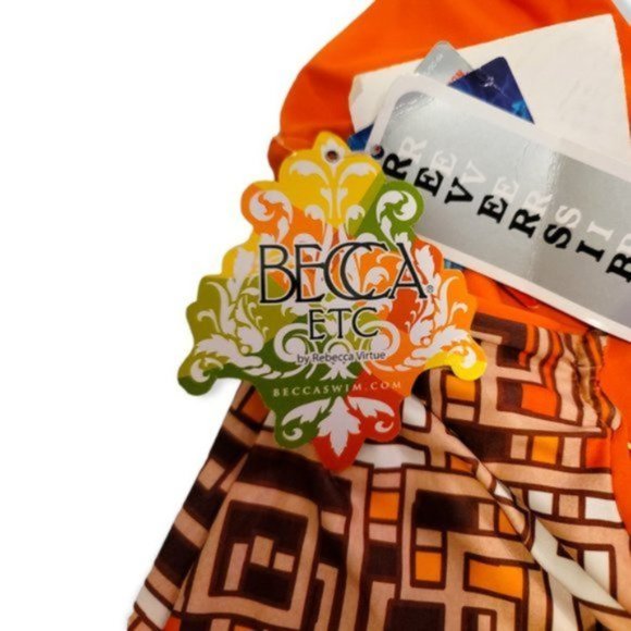 Becca Etc By Rebecca Virtue Women's Multicolor Reversible Halter Swimsuit Size S - Picture 2 of 6